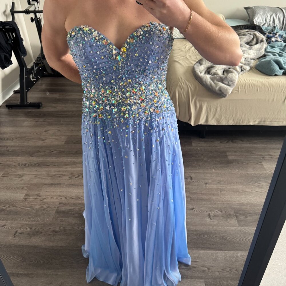 Mori Lee Sequin Dress, approx size 8, Color periwinkle